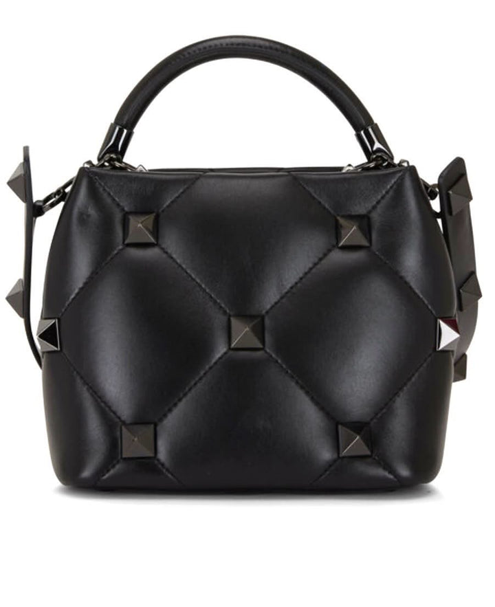 VALENTINO MONOCHROME ROMAN STUD "THE HANDLE" SMALL BAG