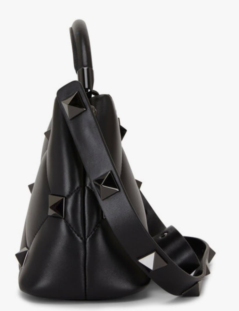 VALENTINO MONOCHROME ROMAN STUD "THE HANDLE" SMALL BAG