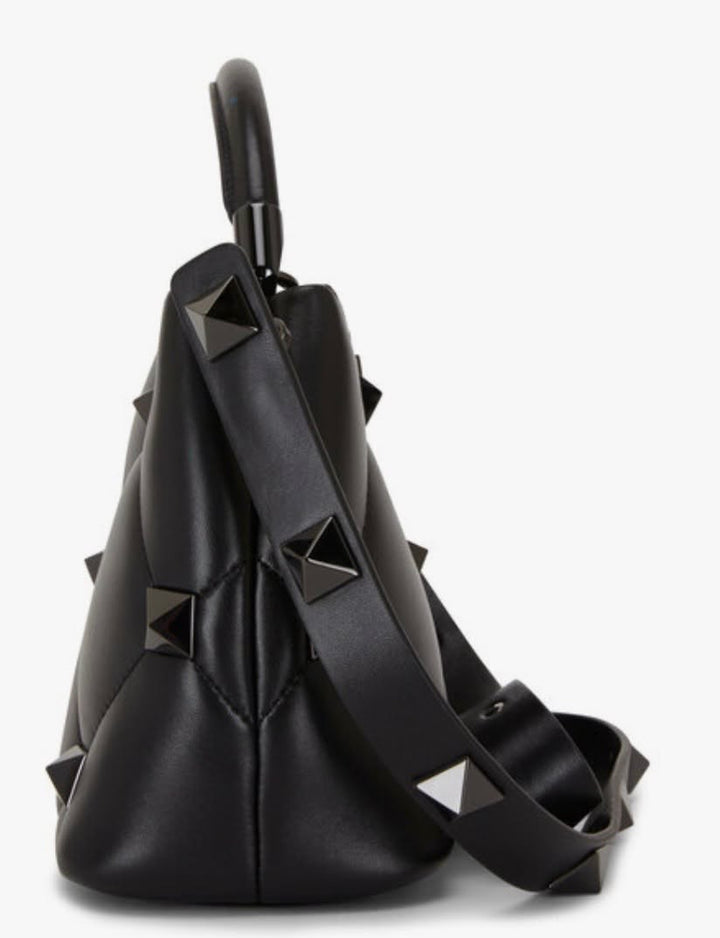 VALENTINO MONOCHROME ROMAN STUD "THE HANDLE" SMALL BAG