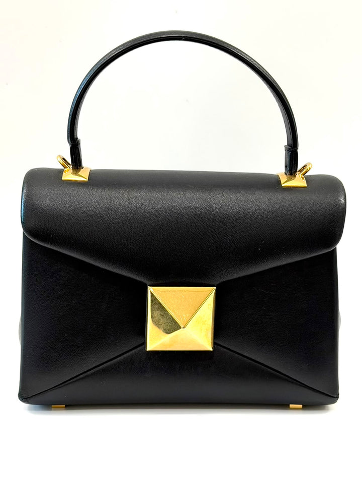 VALENTINO SMALL ROMAN ONE STUD NAPPA LEATHER FLAP BAG