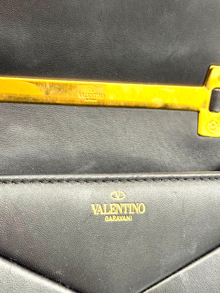 VALENTINO SMALL ROMAN ONE STUD NAPPA LEATHER FLAP BAG