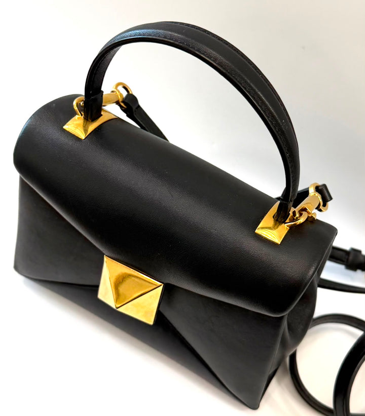 VALENTINO SMALL ROMAN ONE STUD NAPPA LEATHER FLAP BAG