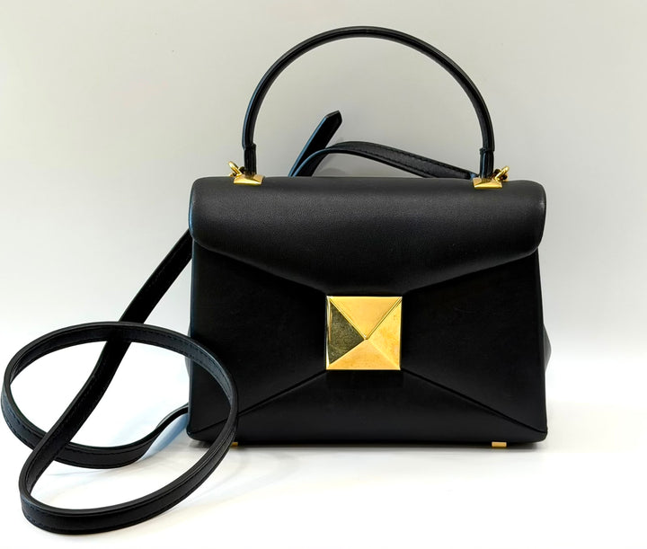 VALENTINO SMALL ROMAN ONE STUD NAPPA LEATHER FLAP BAG