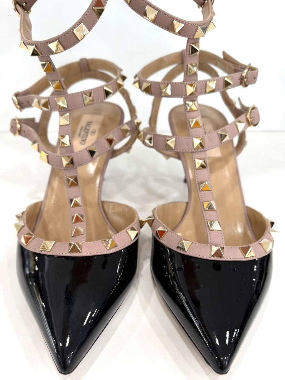 VALENTINO GARAVANI ROCKSTUD CAGED 65MM ANKLE STRAP PUMPS