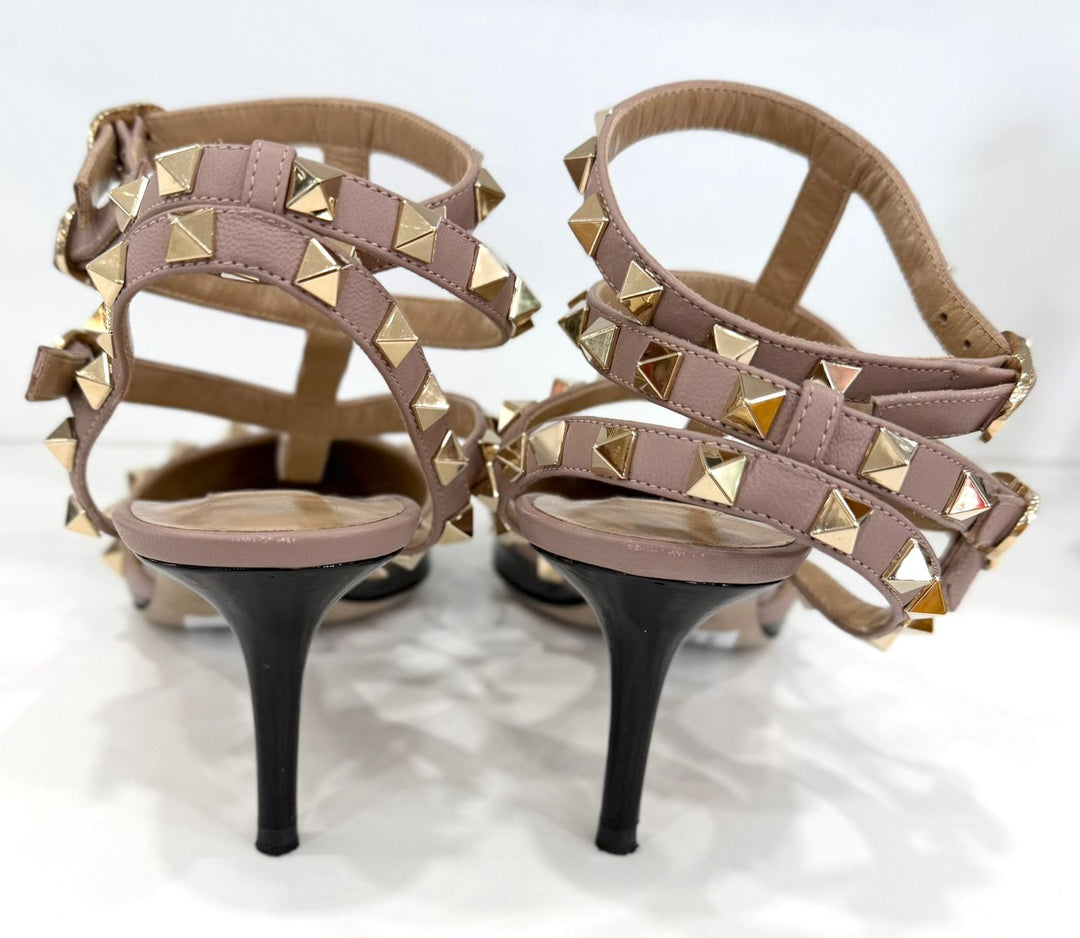 VALENTINO GARAVANI ROCKSTUD CAGED 65MM ANKLE STRAP PUMPS