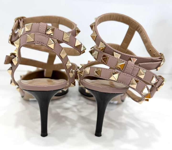 VALENTINO GARAVANI ROCKSTUD CAGED 65MM ANKLE STRAP PUMPS