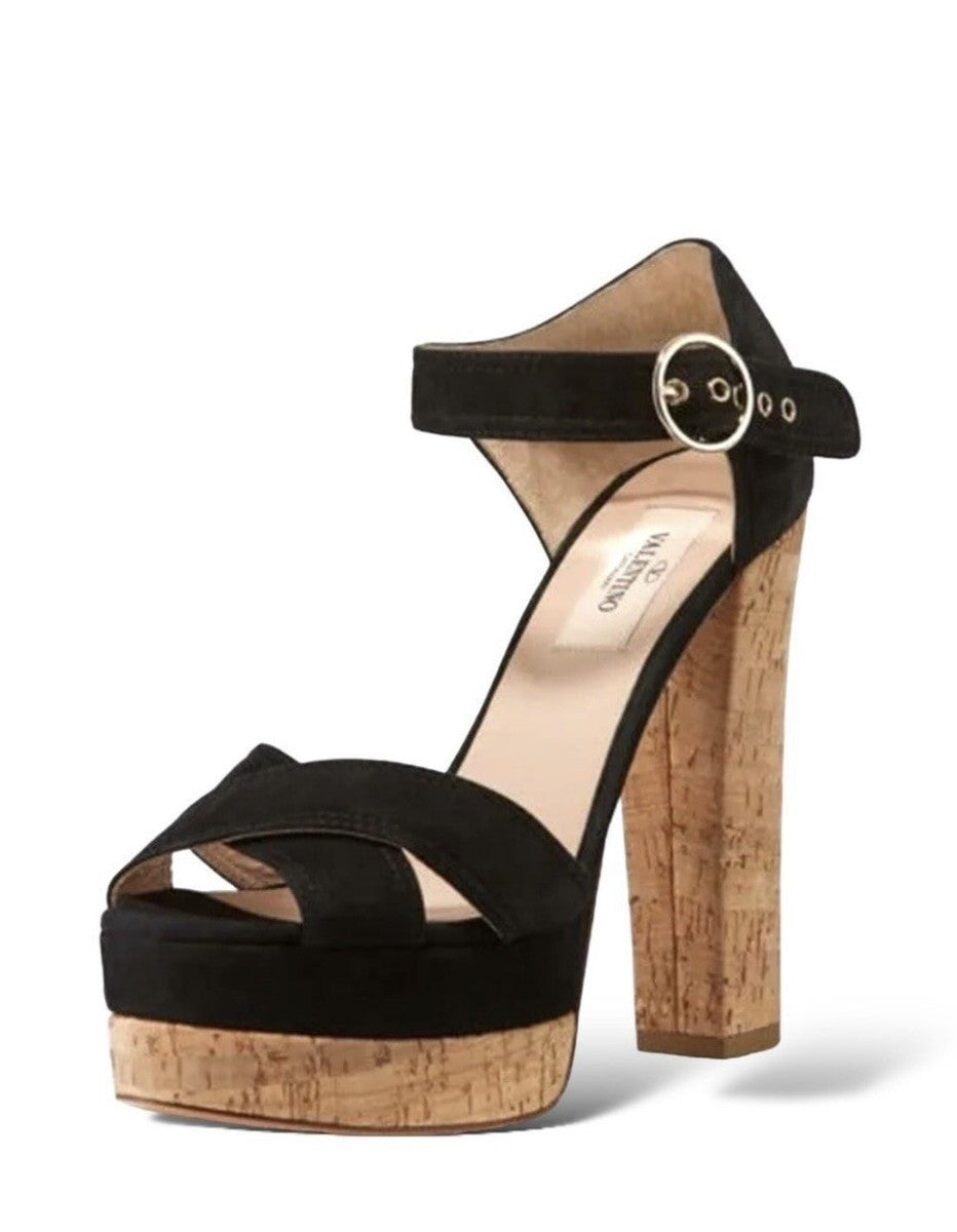 VALENTINO GARAVANI PLATFORM CRISS CROSS HEELED SANDALS