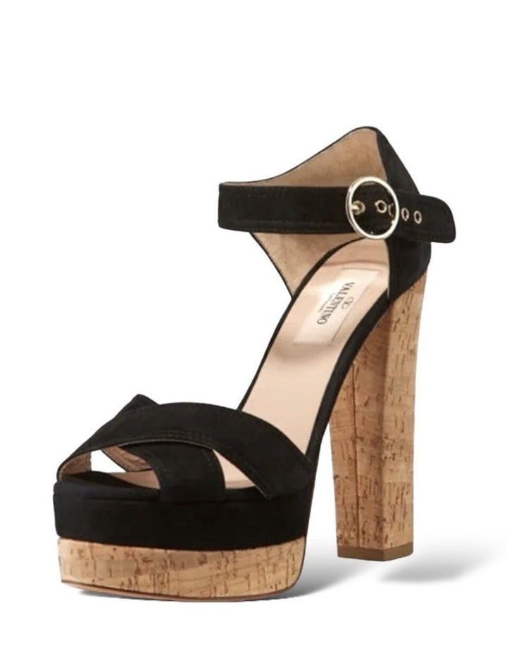 VALENTINO GARAVANI PLATFORM CRISS CROSS HEELED SANDALS