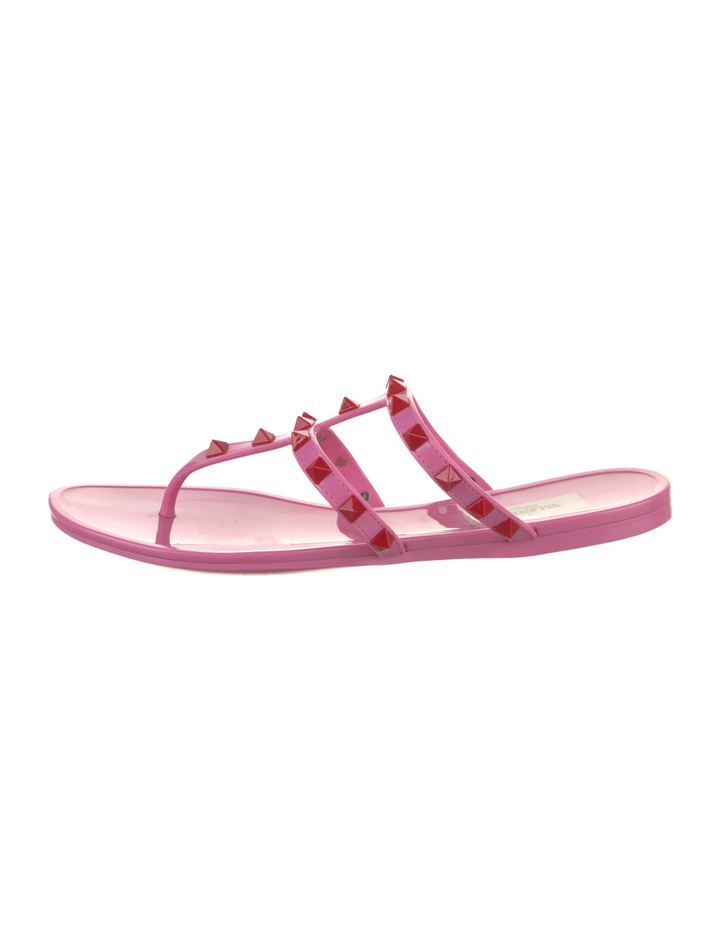 VALENTINO GARAVANI PVC JELLY ROCKSTUD FLAT SLIDE SANDALS