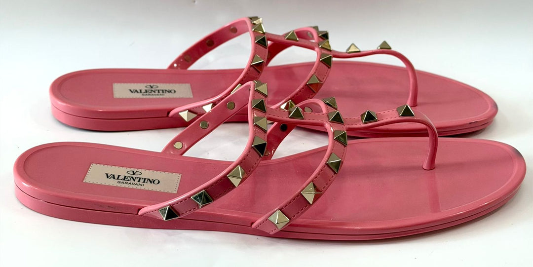 VALENTINO GARAVANI PVC JELLY ROCKSTUD FLAT SLIDE SANDALS