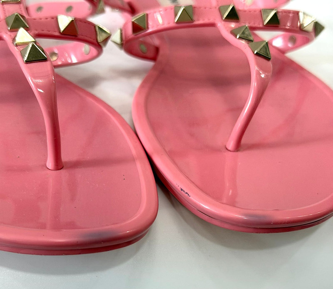 VALENTINO GARAVANI PVC JELLY ROCKSTUD FLAT SLIDE SANDALS