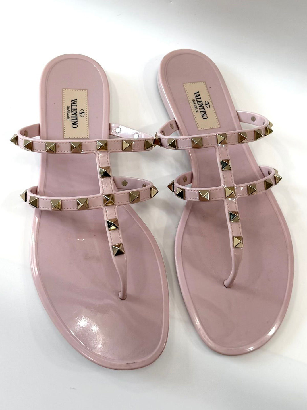 VALENTINO GARAVANI WATER ROSE ROCKSTUD SLIDE SANDALS