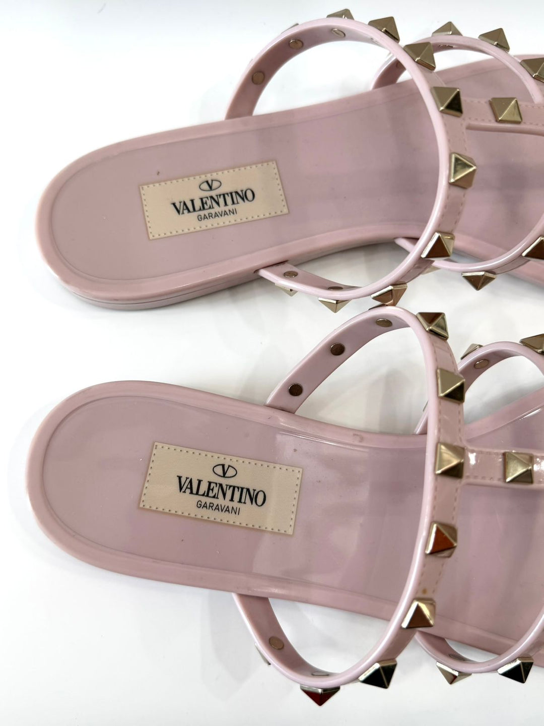 VALENTINO GARAVANI WATER ROSE ROCKSTUD SLIDE SANDALS