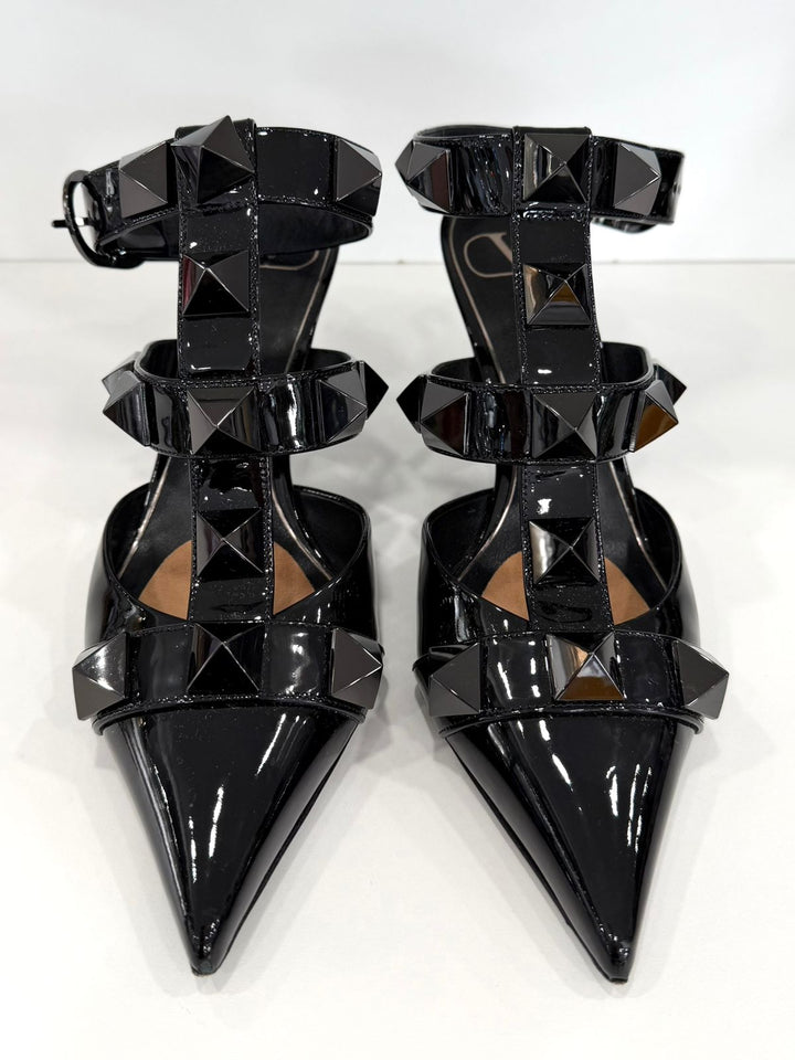 VALENTINO ROCKSTUD ROMAN STUD T-BAR 80 MM ANKLE STAP PUMPS