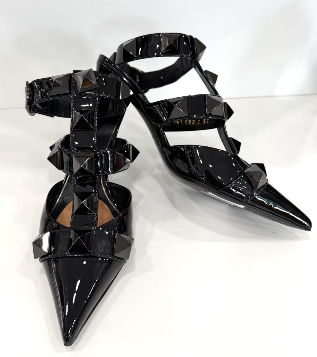 VALENTINO ROCKSTUD ROMAN STUD T-BAR 80 MM ANKLE STAP PUMPS