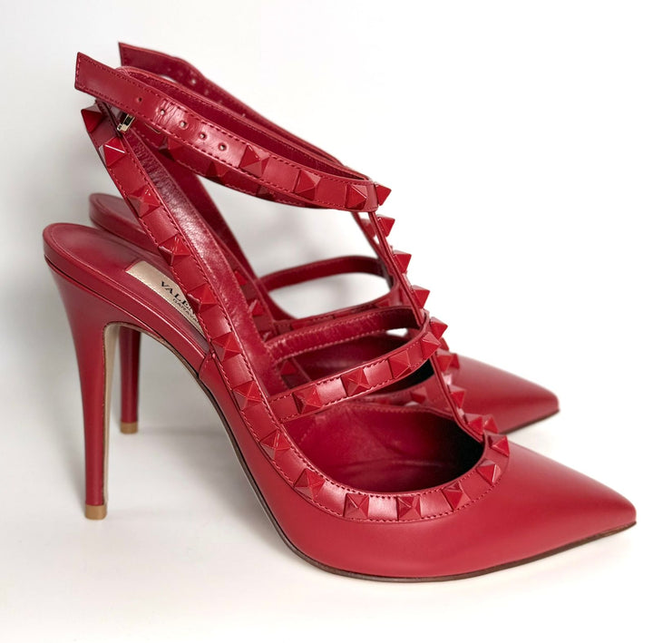 VALENTINO GARAVANI ROCKSTUD CALFSKIN CAGED PUMPS