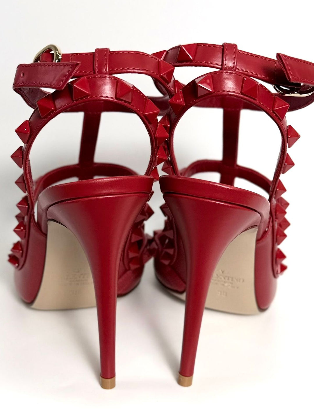 VALENTINO GARAVANI ROCKSTUD CALFSKIN CAGED PUMPS