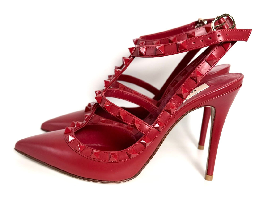 VALENTINO GARAVANI ROCKSTUD CALFSKIN CAGED PUMPS