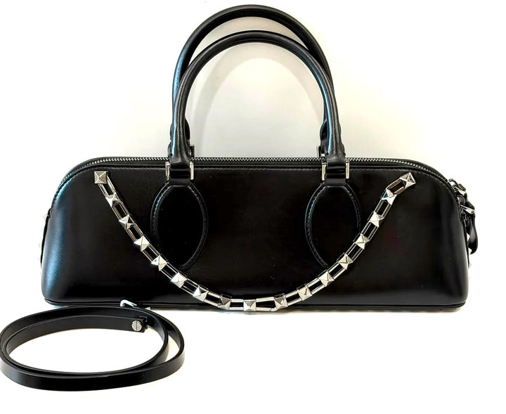VALENTINO GARAVANI ROCKSTUD EAST WEST CALFSKIN LEATHER BAG