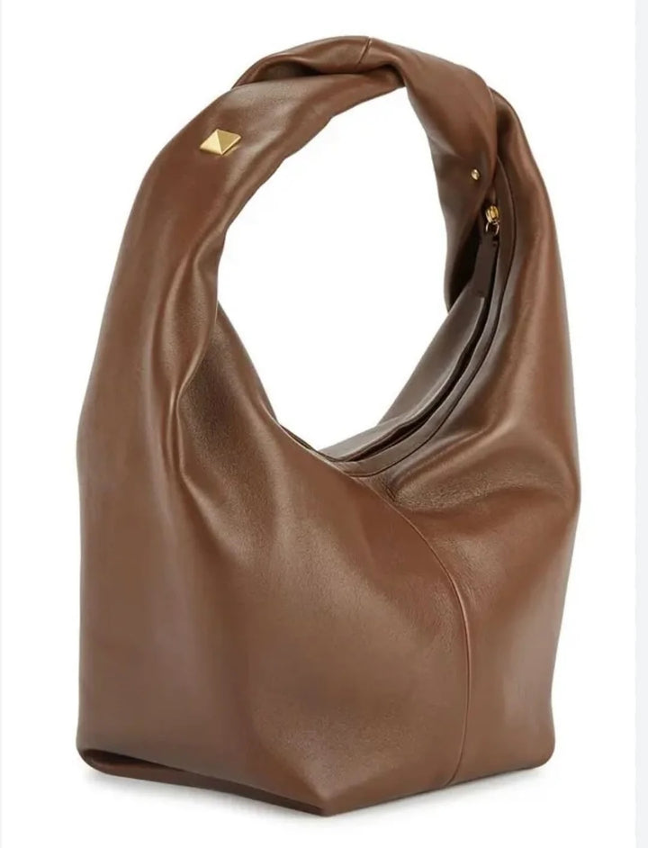 VALENTINO GARAVANI ROCKSTUD CALFSKIN LEATHER HOBO BAG