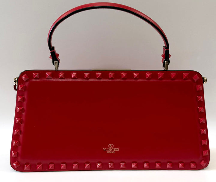 VALENTINO GARAVANI ROCKSTUD CALFSKIN LEATHER TOP HANDLE BAG