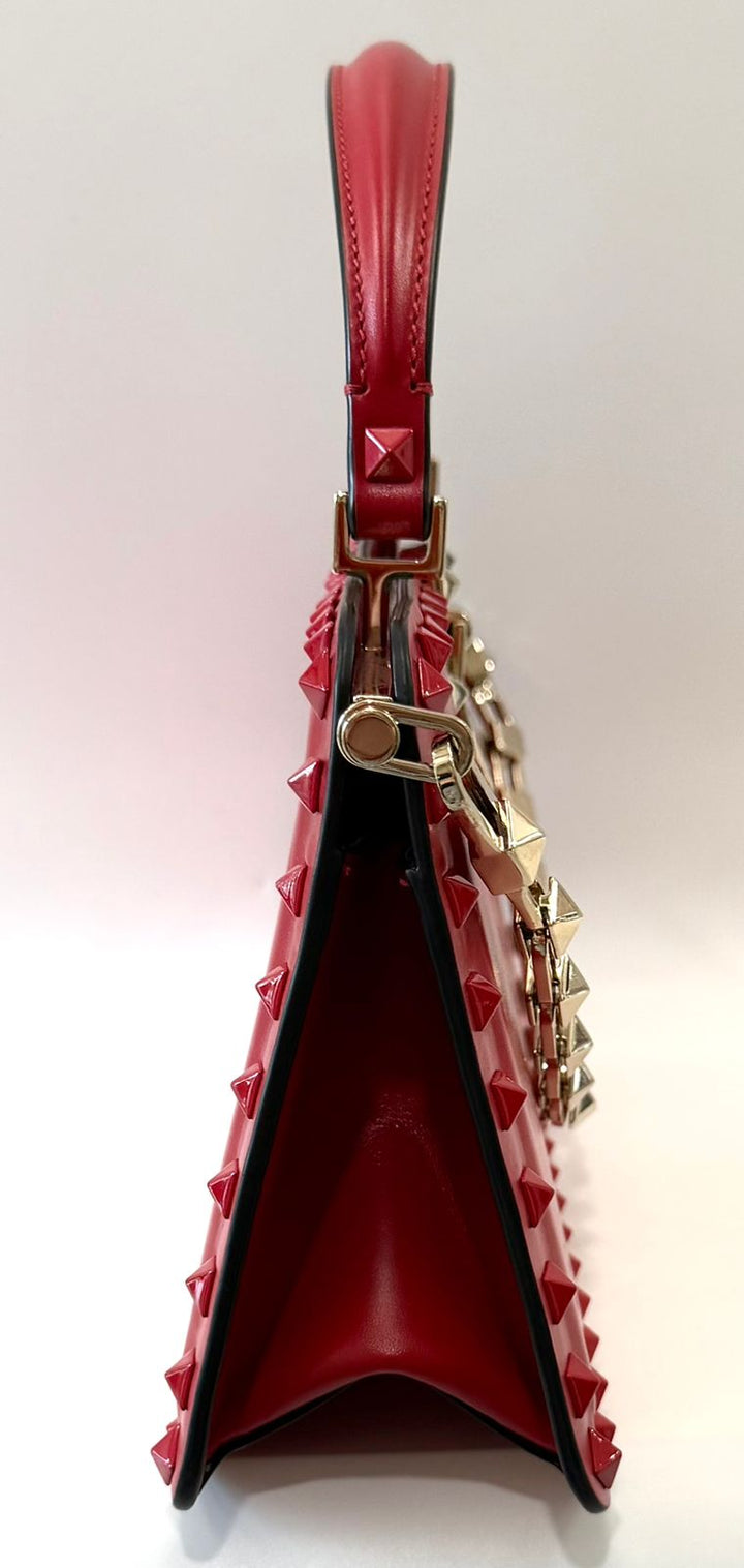 VALENTINO GARAVANI ROCKSTUD CALFSKIN LEATHER TOP HANDLE BAG