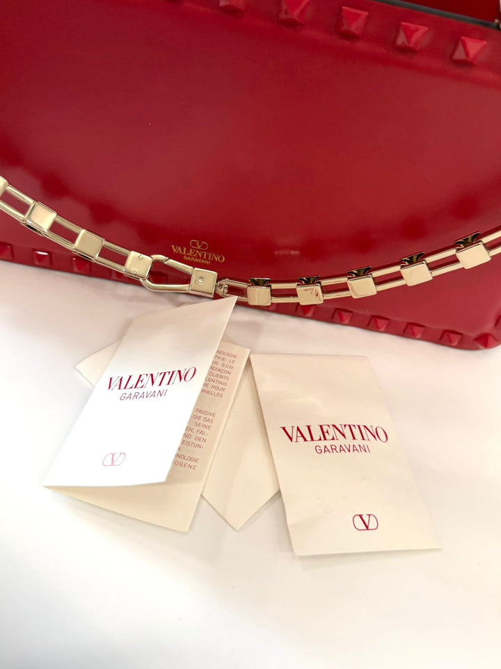 VALENTINO GARAVANI ROCKSTUD CALFSKIN LEATHER TOP HANDLE BAG