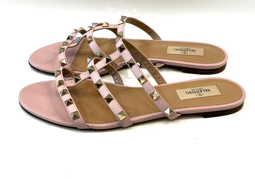 VALENTINO GARAVANI ROCKSTUD CALFSKIN LEATHER MULES