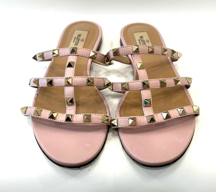 VALENTINO GARAVANI ROCKSTUD CALFSKIN LEATHER MULES