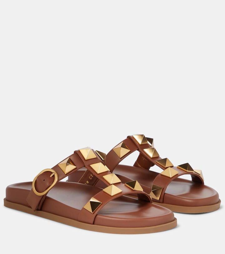 VALENTINO GARAVANI ROMAN STUD CALFSKIN LEATHER MULES