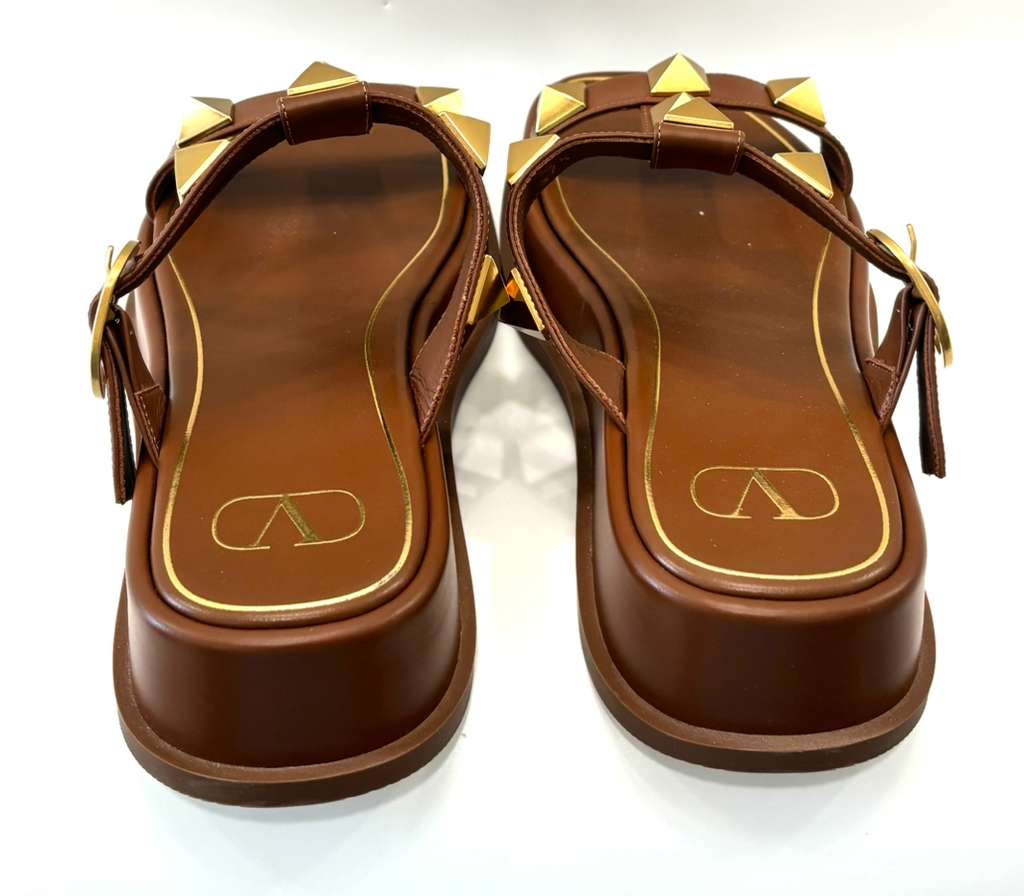 VALENTINO GARAVANI ROMAN STUD CALFSKIN LEATHER MULES
