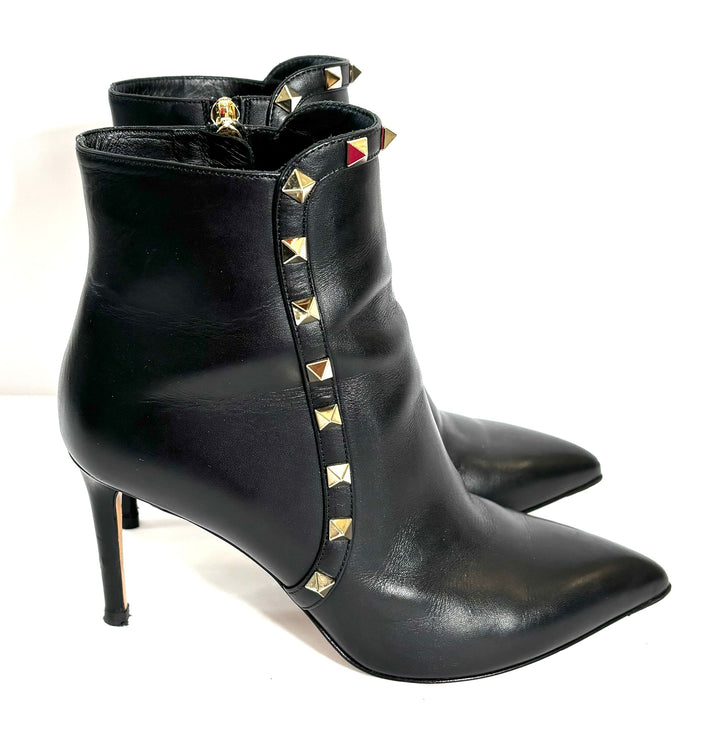 VALENTINO GARAVANI SMOOTH CALFSKIN ROCKSTUD 85MM ANKLE BOOTS
