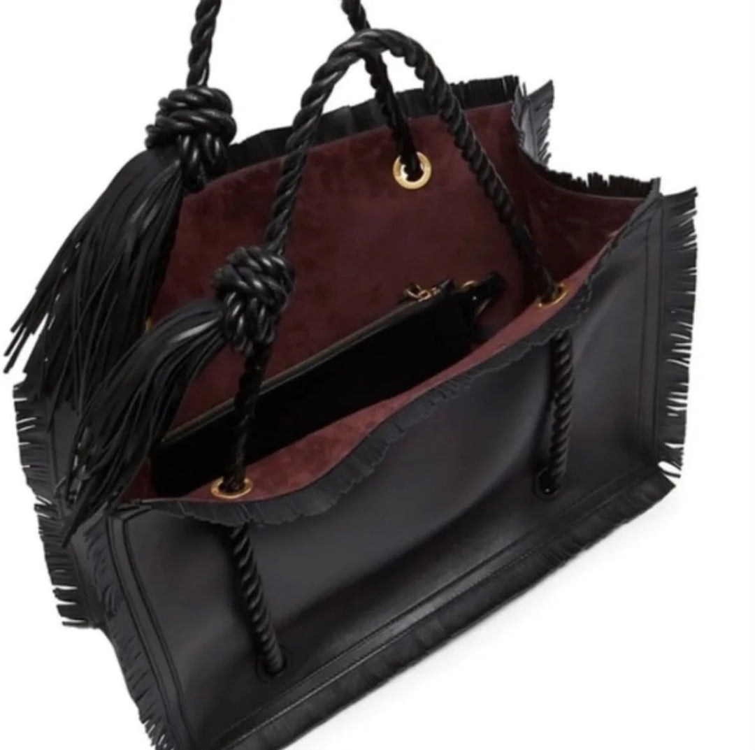 VALENTINO GARAVANI THE ROPE LARGE FRINGE TOTE BAG
