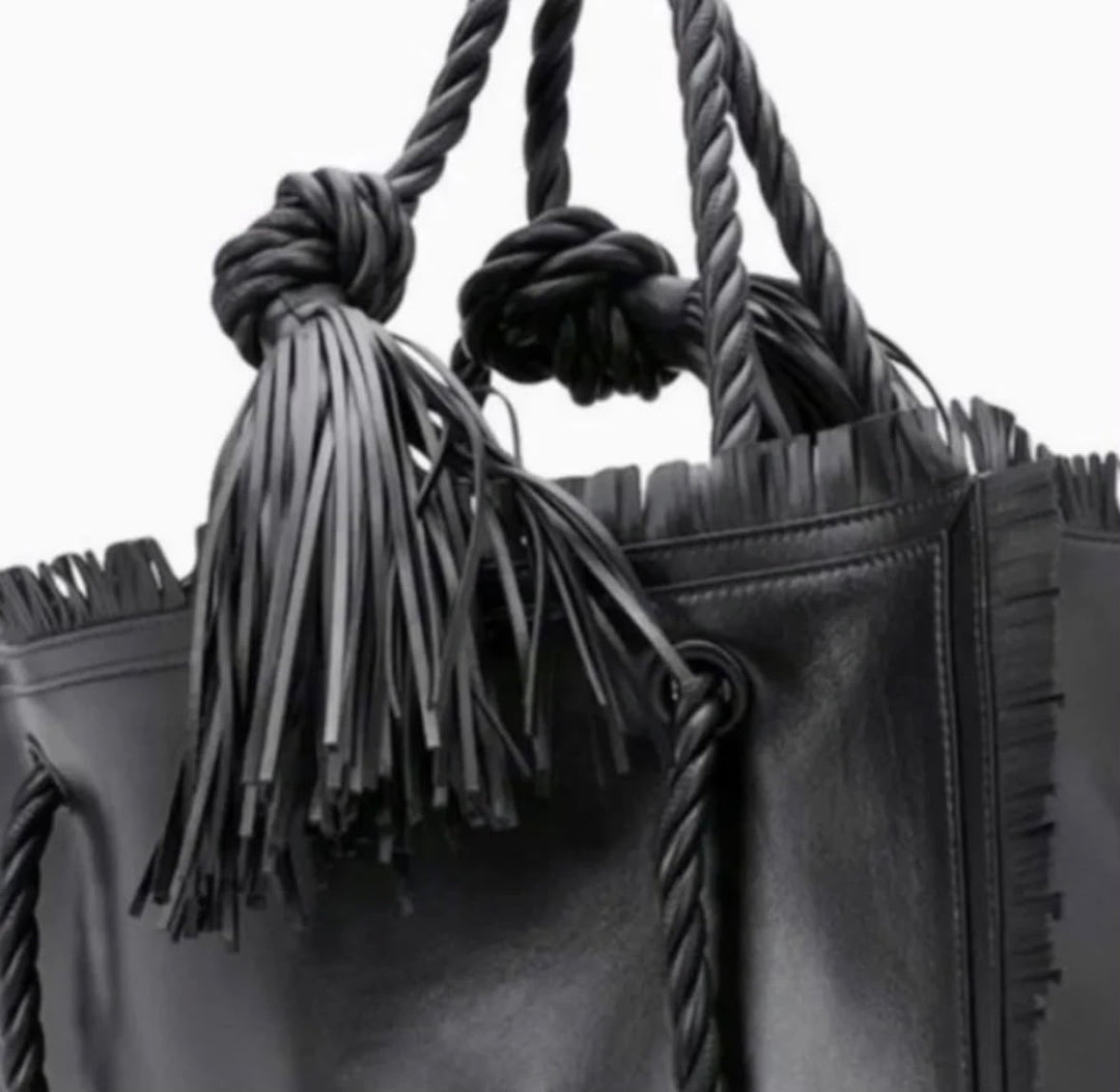 VALENTINO GARAVANI THE ROPE LARGE FRINGE TOTE BAG