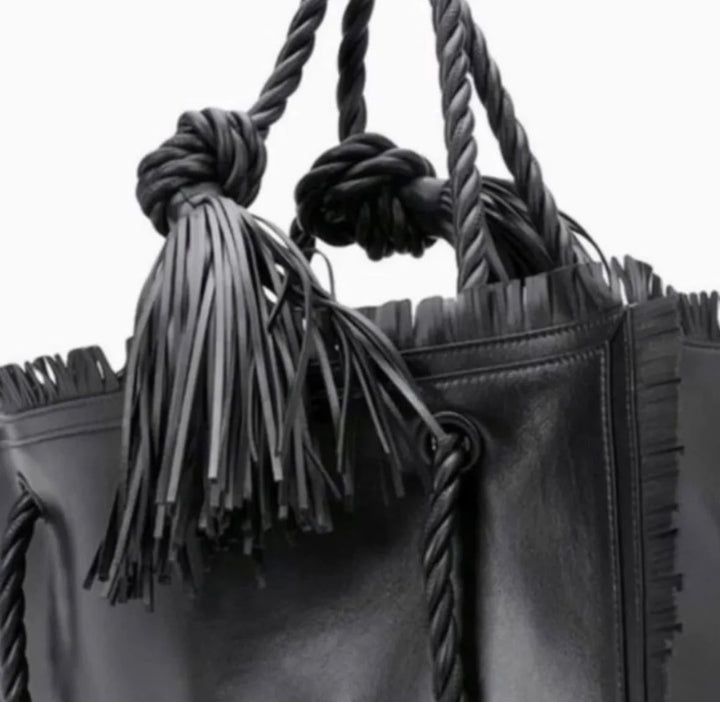 VALENTINO GARAVANI THE ROPE LARGE FRINGE TOTE BAG