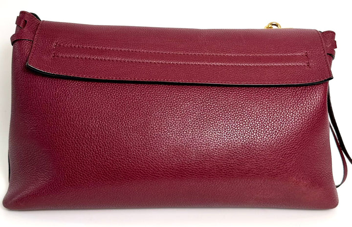 VALENTINO VLOGO CHAIN GRAINED CALFSKIN LEATHER SHOULDER BAG