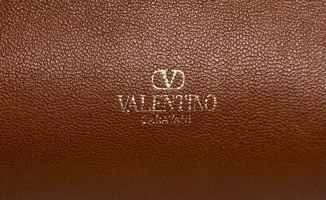 VALENTINO GARAVANI V LOGO CALFSKIN LEATHER DRAWSTRING BAG