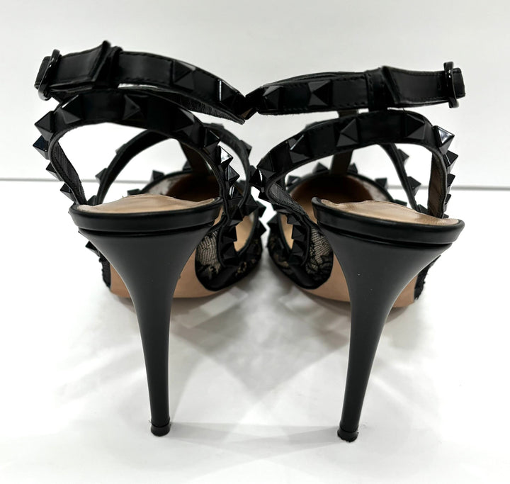 VALENTINO GARAVANI ROCKSTUD CAGE LACE 100 PUMPS