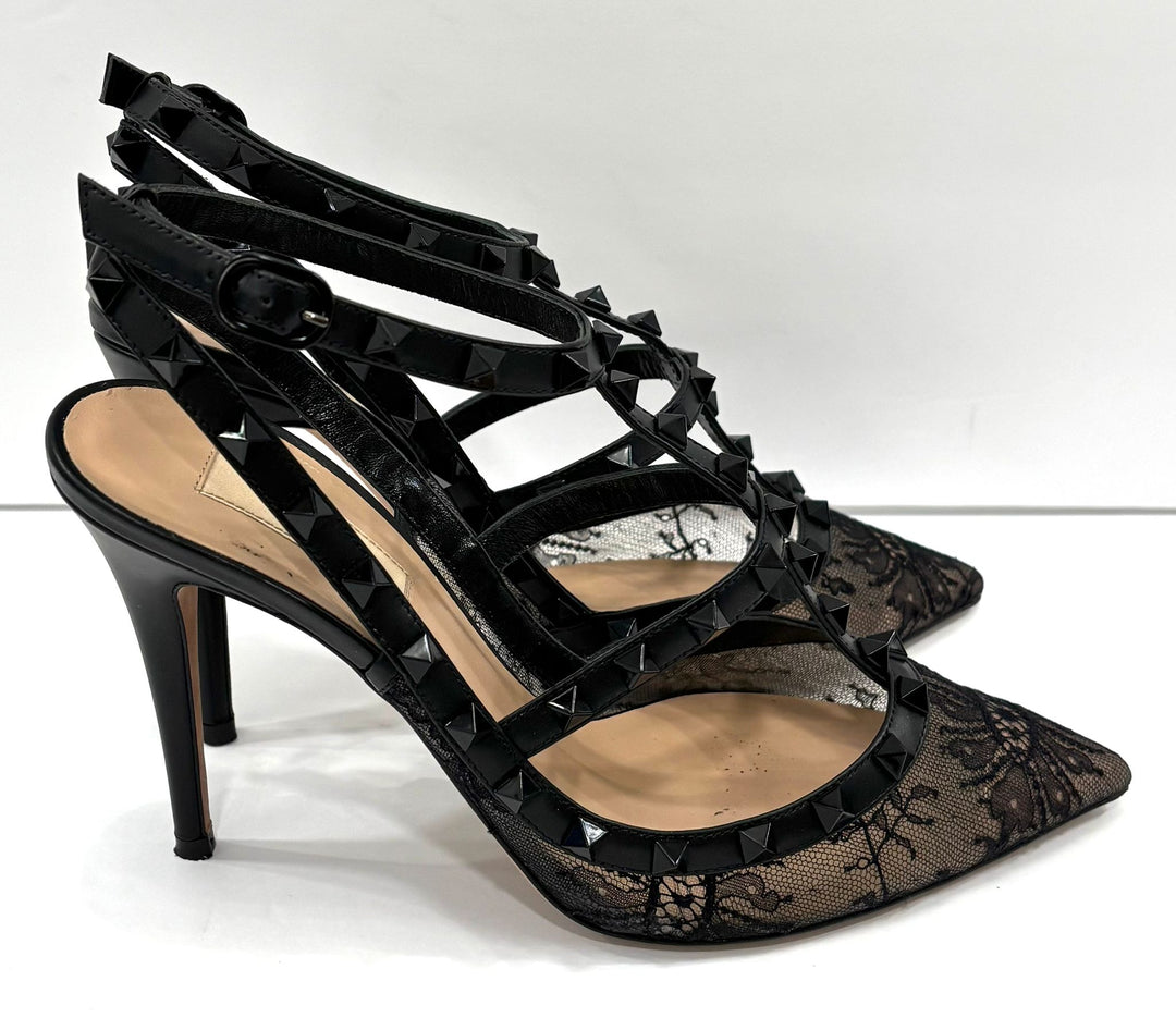 VALENTINO GARAVANI ROCKSTUD CAGE LACE 100 PUMPS