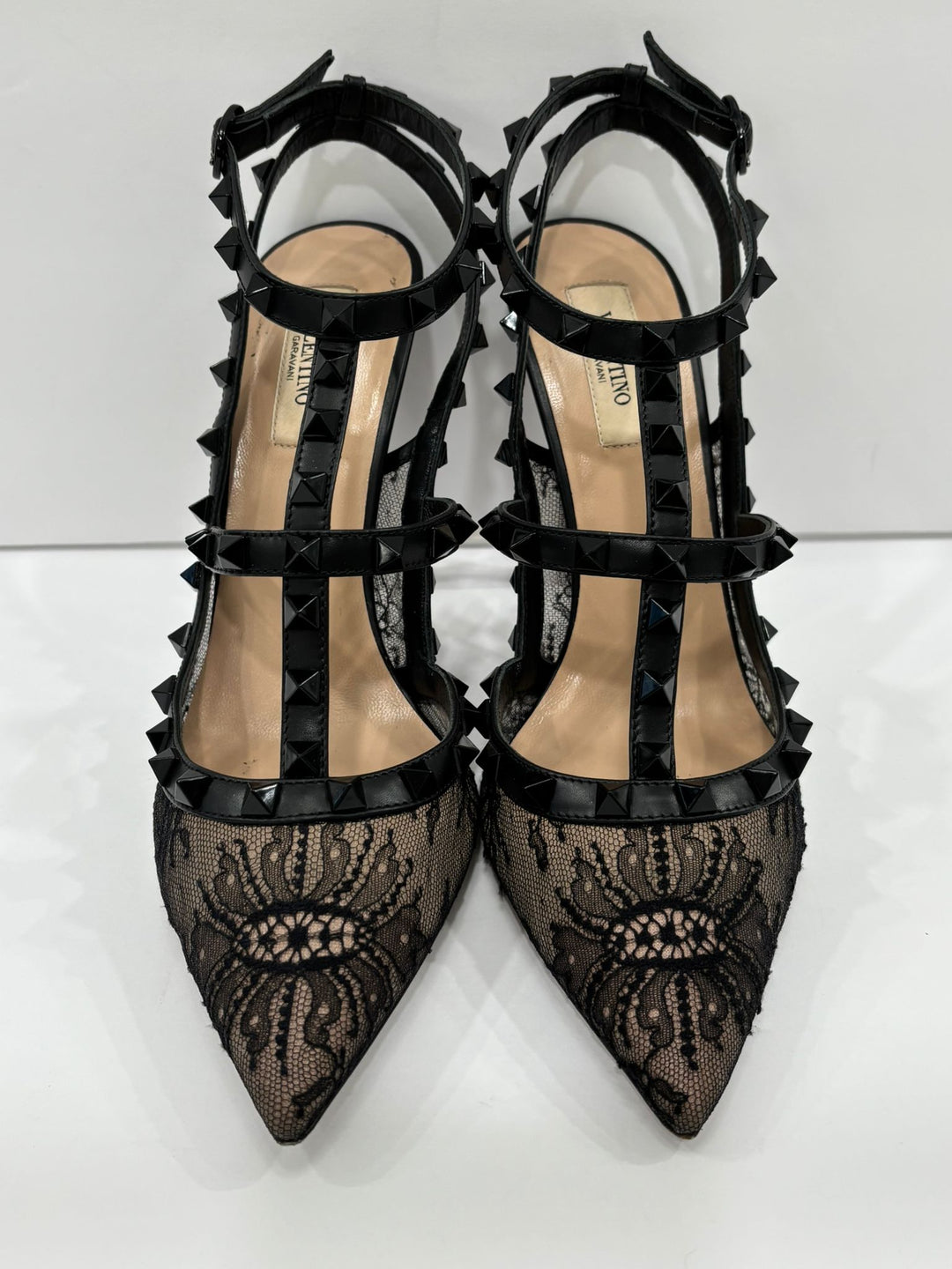 VALENTINO GARAVANI ROCKSTUD CAGE LACE 100 PUMPS