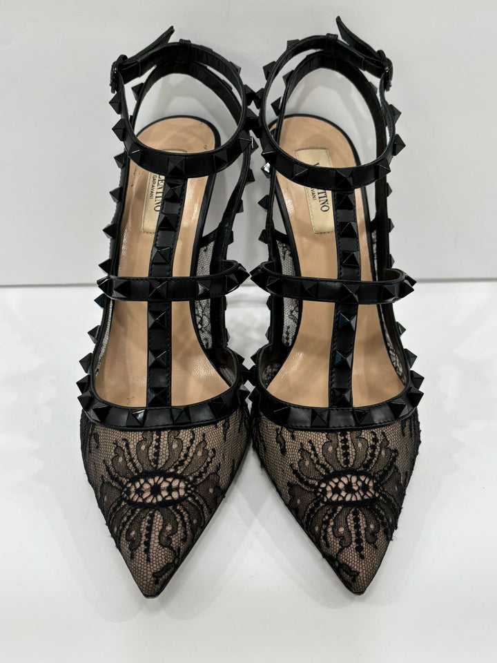 VALENTINO GARAVANI ROCKSTUD CAGE LACE 100 PUMPS