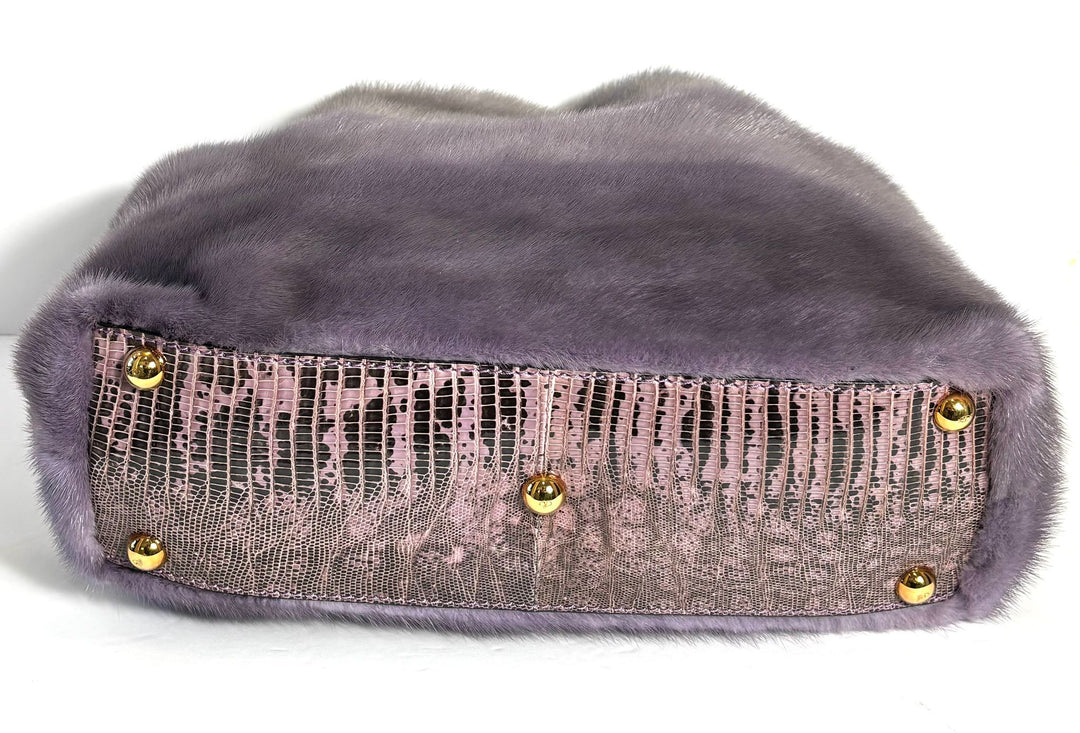 VALENTINO PURPLE OMBRE STRIPED MINK TOTE
