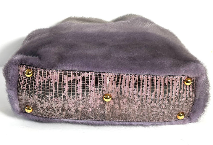 VALENTINO PURPLE OMBRE STRIPED MINK TOTE