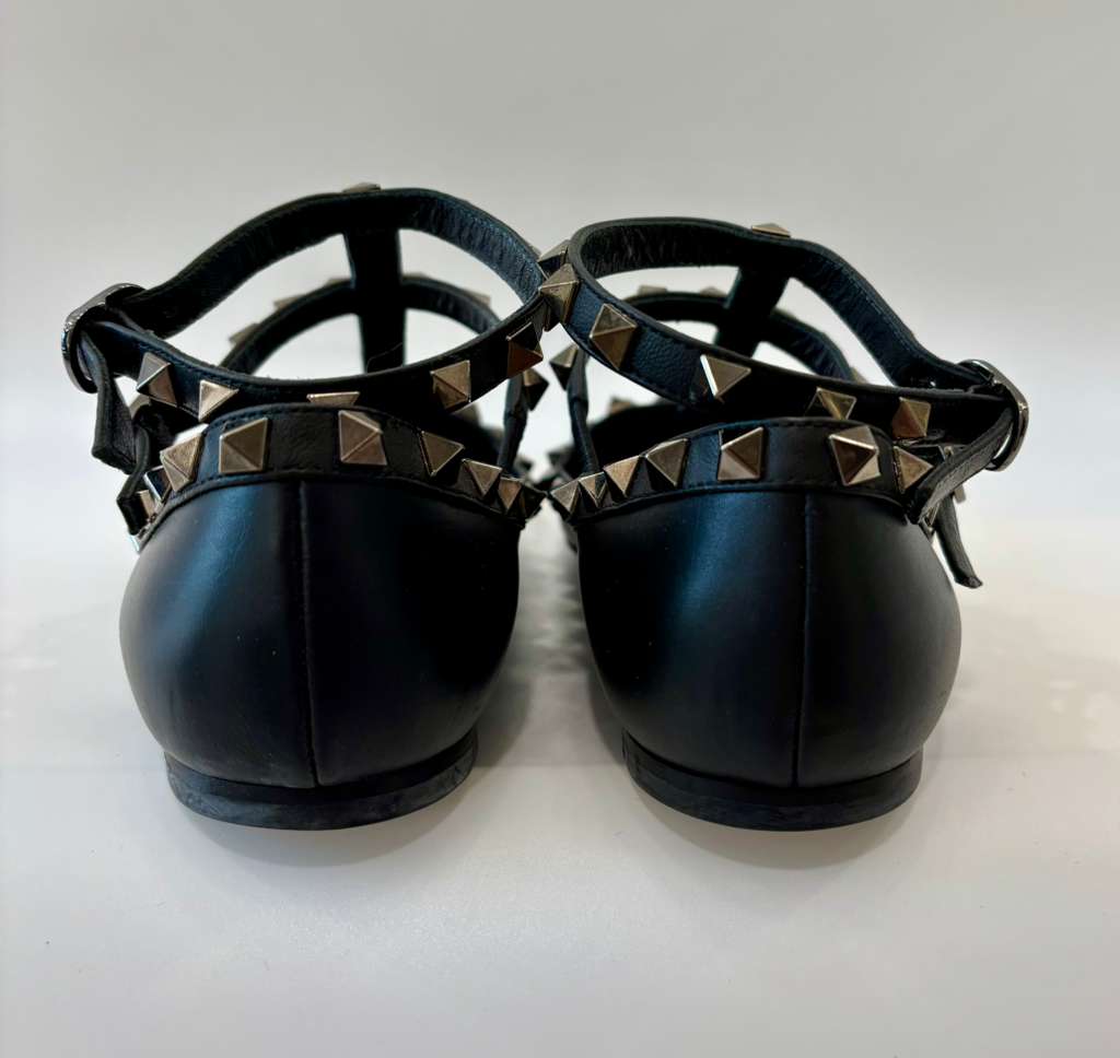 VALENTINO ROCKSTUD ANKLE STRAP FLATS