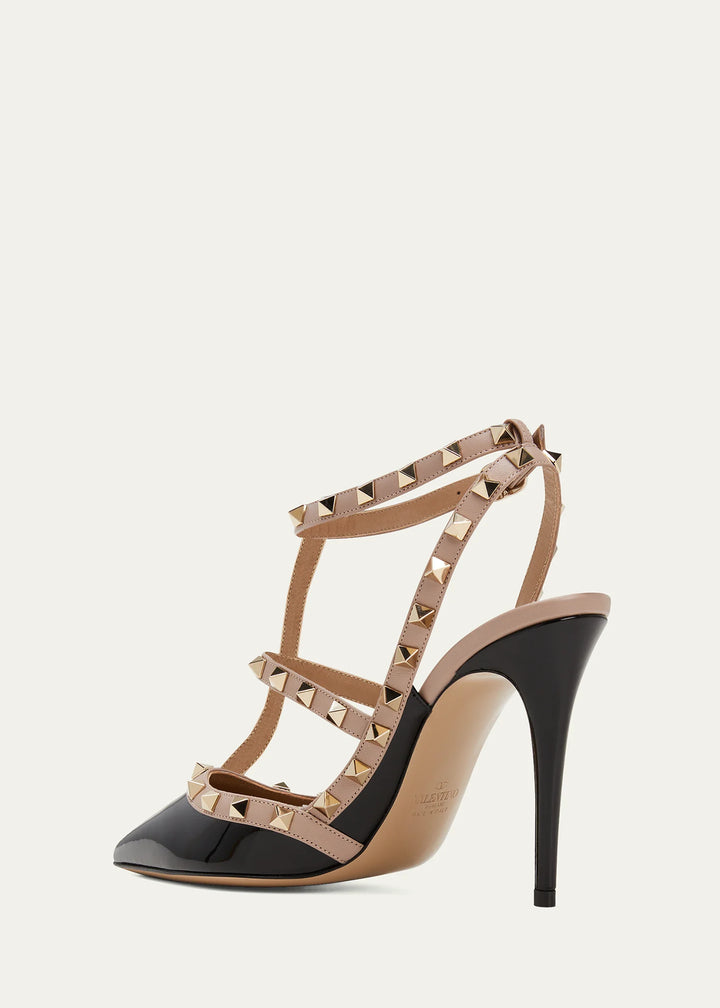 VALENTINO ROCKSTUD 100 PATENT CAGED PUMPS