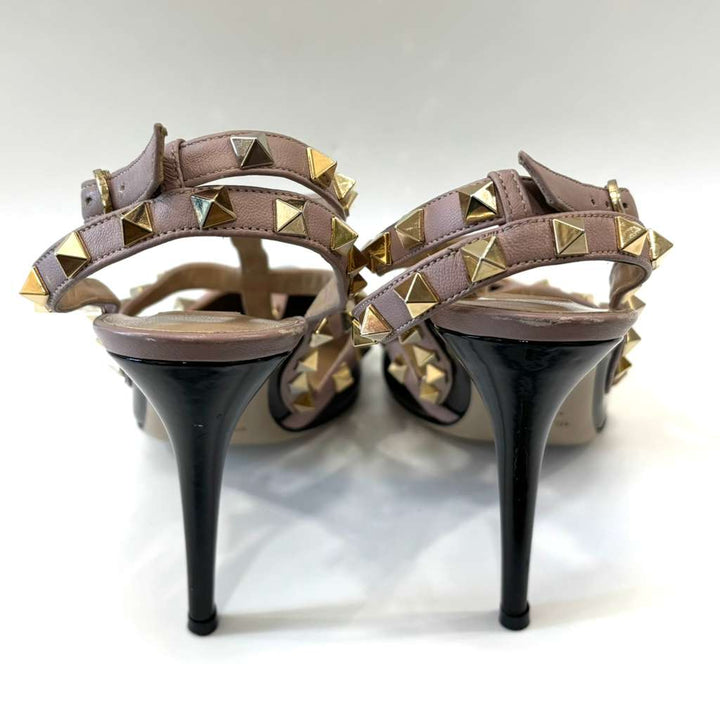 VALENTINO ROCKSTUD 100 PATENT CAGED PUMPS