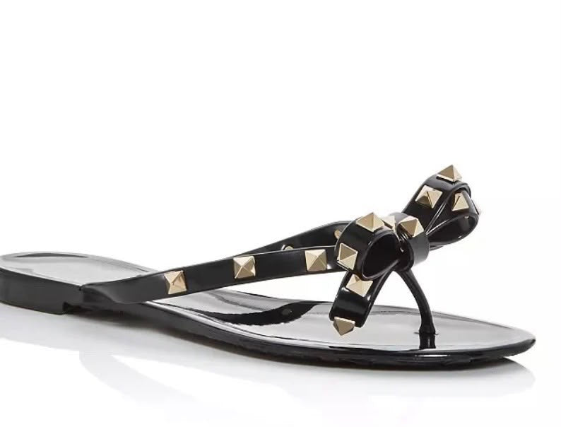 VALENTINO GARAVANI ROCKSTUD PVC THONG SANDAL MULES