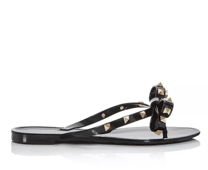VALENTINO GARAVANI ROCKSTUD PVC THONG SANDAL MULES