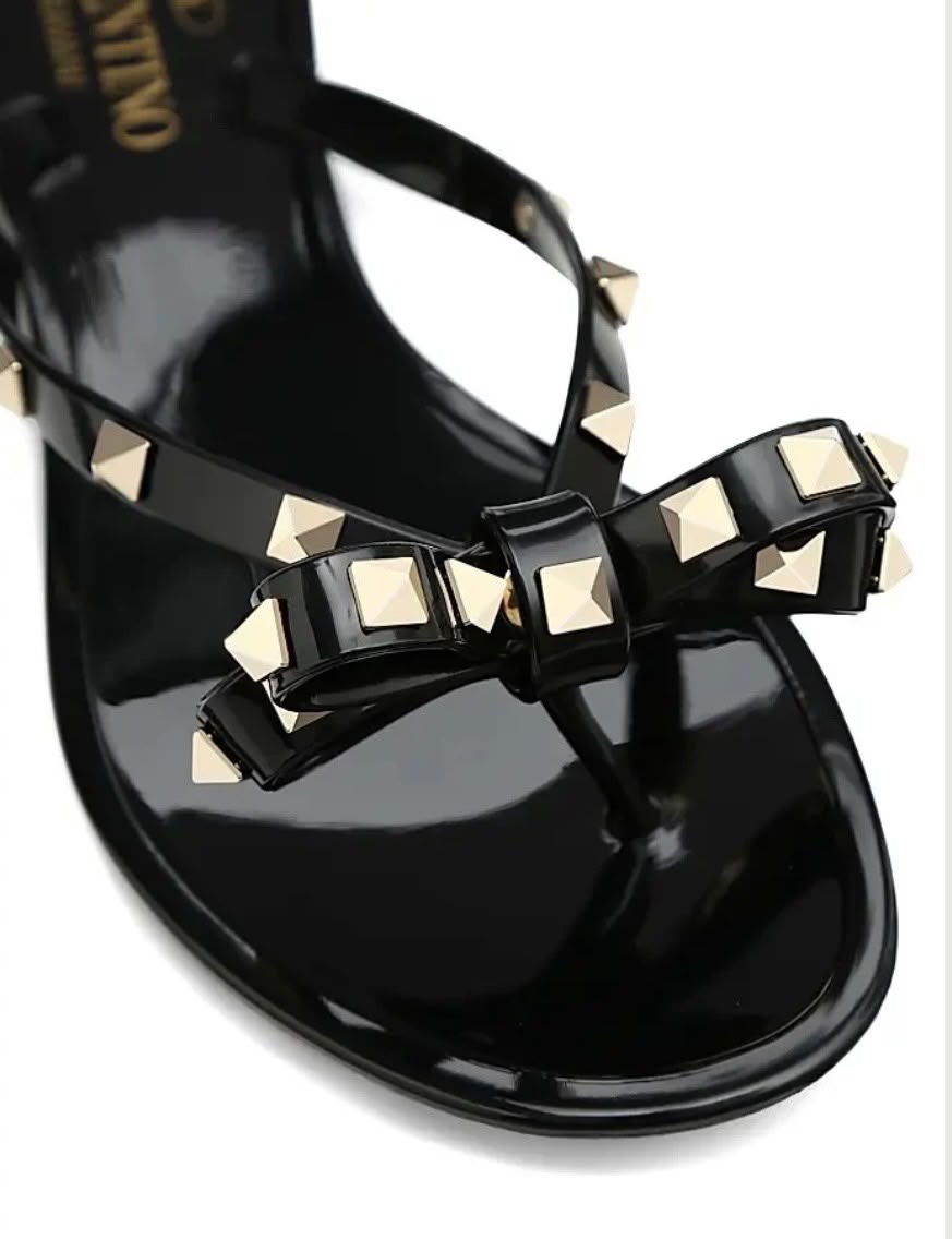 VALENTINO GARAVANI ROCKSTUD PVC THONG SANDAL MULES