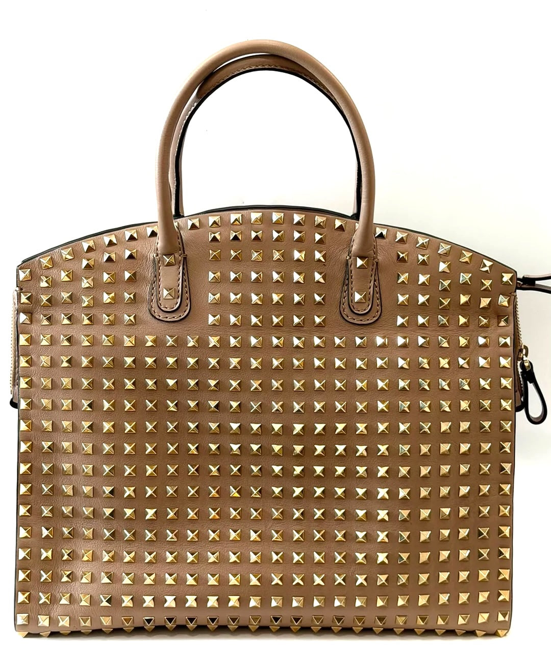 VALENTINO ROCKSTUD STUDDED LARGE DOME CALFSKIN LEATHER BAG